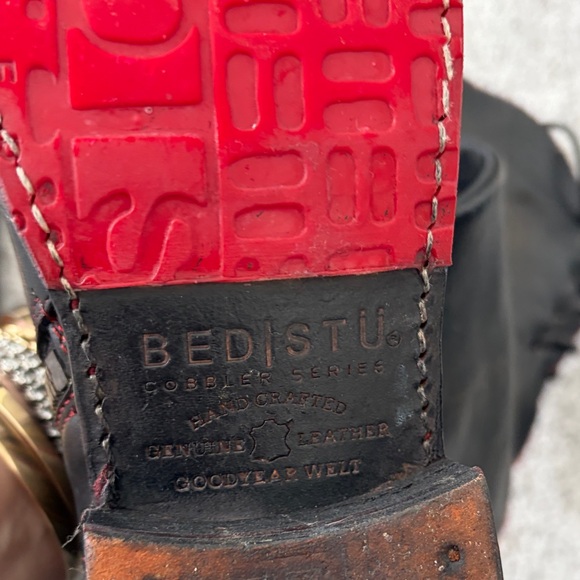 BED|STU Red and Black Leather Footwear - Picture 2 of 3